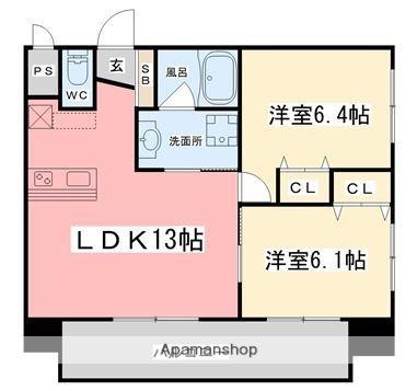 愛媛県松山市竹原町１丁目（賃貸マンション2LDK・3階・54.24㎡） その2