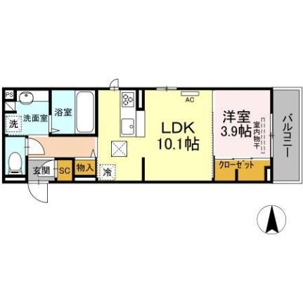 愛媛県松山市小坂３丁目(賃貸アパート1LDK・1階・38.60㎡)の写真 その2