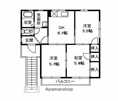 愛媛県松山市小坂４丁目(賃貸アパート3DK・2階・49.10㎡)の写真 その2