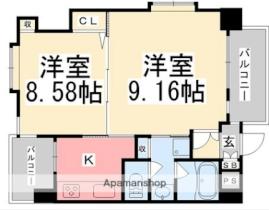 愛媛県松山市歩行町２丁目（賃貸マンション2K・9階・41.86㎡） その2