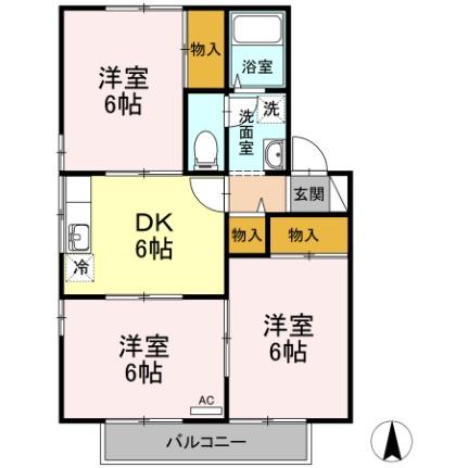 愛媛県松山市余戸中３丁目(賃貸アパート3DK・2階・53.72㎡)の写真 その2