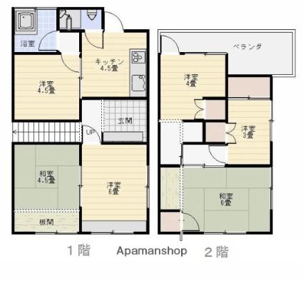 南町渡部借家 ｜愛媛県松山市南町２丁目(賃貸一戸建6DK・2階・81.63㎡)の写真 その2