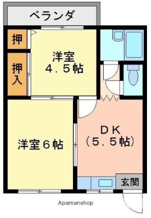 コーポ南江戸 303｜愛媛県松山市南江戸２丁目(賃貸マンション2K・3階・34.65㎡)の写真 その2