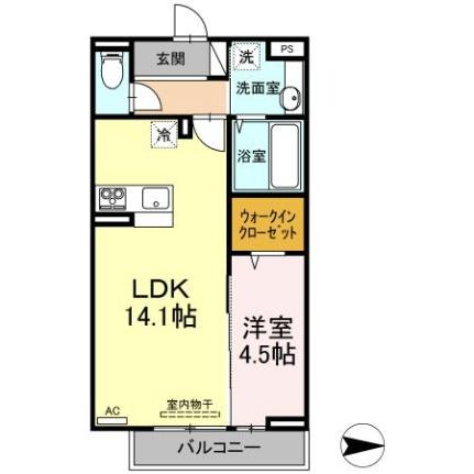 愛媛県松山市木屋町４丁目(賃貸アパート1LDK・3階・45.82㎡)の写真 その2