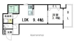 ＷＩＳＴＥＲＩＡ香椎ＳＵＺＵ 2階1LDKの間取り