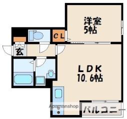 サニーガーデン日の出町 3階1LDKの間取り