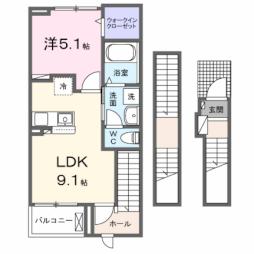 ミロワール・Ｓ 3階1LDKの間取り