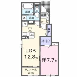 メゾン　ド　ヴィラ　Ａ 1階1LDKの間取り