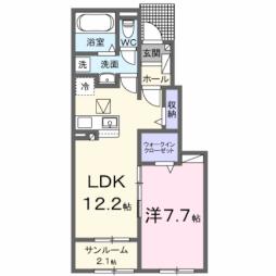 メゾン　ド　ヴィラ　Ａ 1階1LDKの間取り