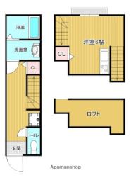 西鉄天神大牟田線 西鉄平尾駅 徒歩9分の賃貸アパート 1階1LDKの間取り