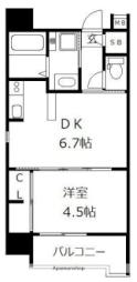 福岡市地下鉄七隈線 桜坂駅 徒歩1分の賃貸マンション 4階1DKの間取り