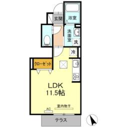 福岡市地下鉄七隈線 薬院大通駅 徒歩9分の賃貸アパート 1階ワンルームの間取り