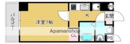 西鉄天神大牟田線 薬院駅 徒歩7分の賃貸マンション 6階1Kの間取り