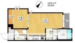 JR鹿児島本線 千早駅 徒歩9分の賃貸アパート 2階1LDKの間取り