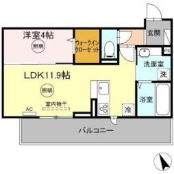 JR鹿児島本線 門司港駅 3.1kmの賃貸アパート 3階1LDKの間取り