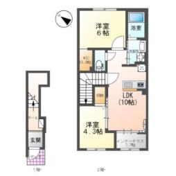 （仮）北区原町1丁目アパート 2階2LDKの間取り