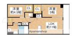 北九州都市モノレール小倉線 平和通駅 徒歩12分の賃貸マンション 14階2LDKの間取り