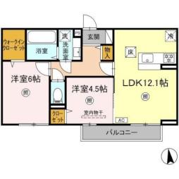 ＤーＲＯＯＭ菊池　Ｂ棟 1階2LDKの間取り