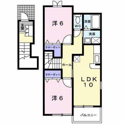 アルハンブラ一番館 201｜福岡県大川市大字榎津(賃貸アパート2LDK・2階・57.22㎡)の写真 その2