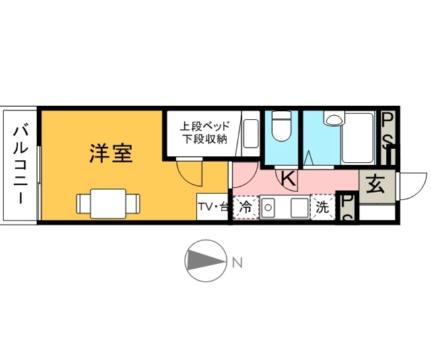 レオパレスＳＫＹＷＩＮＧＳ箱崎 104｜福岡県福岡市東区筥松３丁目(賃貸マンション1K・1階・19.87㎡)の写真 その2