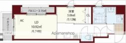 福岡市地下鉄七隈線 薬院大通駅 徒歩6分の賃貸マンション 9階1LDKの間取り