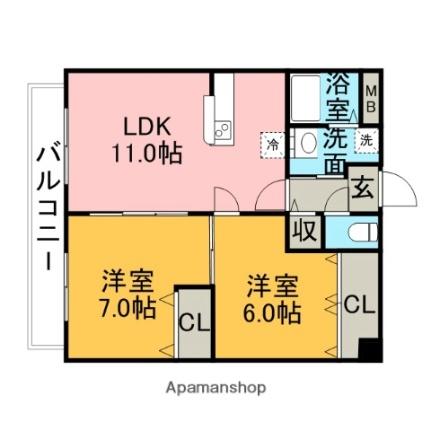 佐賀県鳥栖市本町２丁目(賃貸マンション2LDK・4階・58.32㎡)の写真 その2