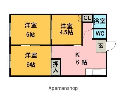 佐賀県鳥栖市西田町(賃貸アパート3DK・2階・42.04㎡)の写真 その2