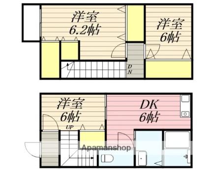 福岡県久留米市田主丸町田主丸(賃貸テラスハウス3DK・1階・66.24㎡)の写真 その2