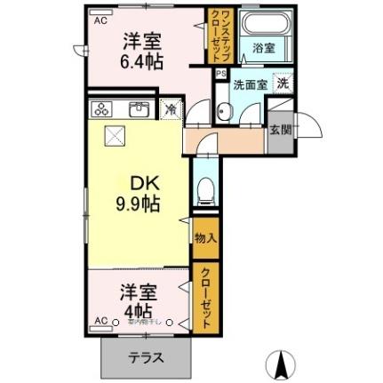福岡県うきは市浮羽町朝田(賃貸アパート2DK・1階・52.09㎡)の写真 その2