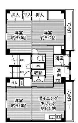 ビレッジハウス美園II5号棟 0402｜大分県大分市大字中戸次(賃貸マンション3DK・4階・66.18㎡)の写真 その2