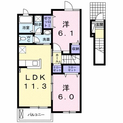 グラース・エム 203｜佐賀県鳥栖市村田町(賃貸アパート2LDK・2階・57.07㎡)の写真 その2