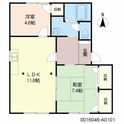 熊本県熊本市南区野口３丁目(賃貸アパート3K・1階・54.81㎡)の写真 その2