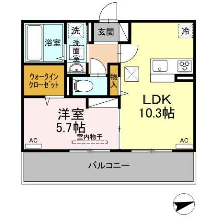 アンジューノ上代　Ｂ棟 106｜熊本県熊本市西区上代２丁目(賃貸アパート1LDK・1階・40.05㎡)の写真 その2