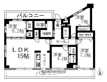 ホワイトステージ城西 204｜熊本県熊本市中央区島崎１丁目(賃貸マンション4LDK・2階・98.56㎡)の写真 その2