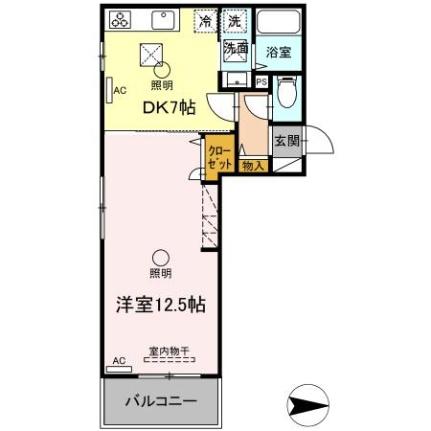 熊本県熊本市南区田迎３丁目(賃貸アパート1DK・1階・42.93㎡)の写真 その2