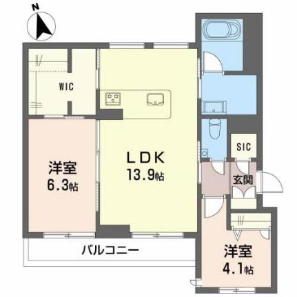 熊本県熊本市中央区帯山４丁目(賃貸マンション2LDK・3階・64.26㎡)の写真 その2