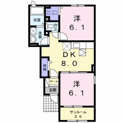 サニープレシャス 102｜熊本県玉名市六田(賃貸アパート2DK・1階・50.09㎡)の写真 その2