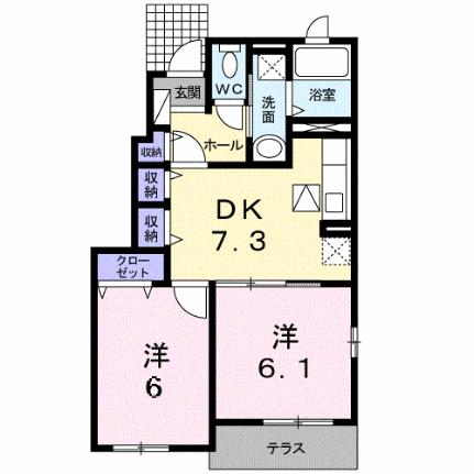 ＮＭＯＮ　Ｆ 101｜熊本県八代市島田町(賃貸アパート2DK・1階・45.89㎡)の写真 その2