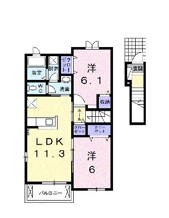 エスポワール・ジェルメ　IV 205｜熊本県八代市古閑中町(賃貸アパート2LDK・2階・57.07㎡)の写真 その2