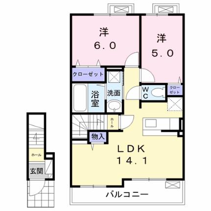 フロー　デ　セリシール　III 203｜熊本県宇城市不知火町御領(賃貸アパート2LDK・2階・57.55㎡)の写真 その2