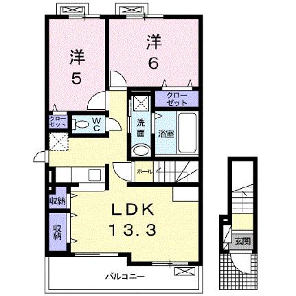 リクウェル　ポンテ　I 201｜熊本県宇城市松橋町久具(賃貸アパート2LDK・2階・57.55㎡)の写真 その2