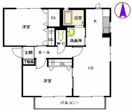 ガーデンコート　II棟 202｜熊本県宇城市松橋町曲野(賃貸アパート2LDK・2階・54.34㎡)の写真 その2