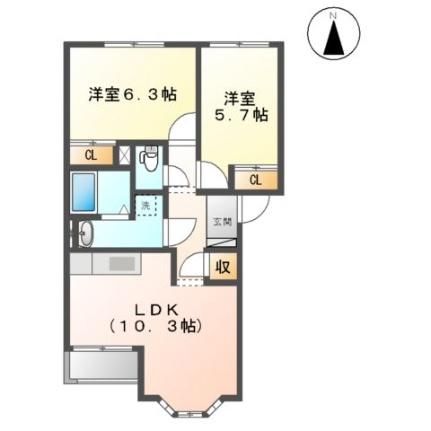 プランドール　小池原 201｜大分県大分市大字小池原(賃貸アパート2LDK・2階・51.15㎡)の写真 その2