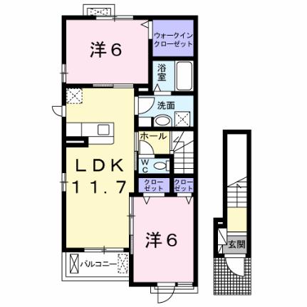 メゾン・ド・コンフォート　II 201｜宮崎県都城市都島町(賃貸アパート2LDK・2階・59.51㎡)の写真 その2