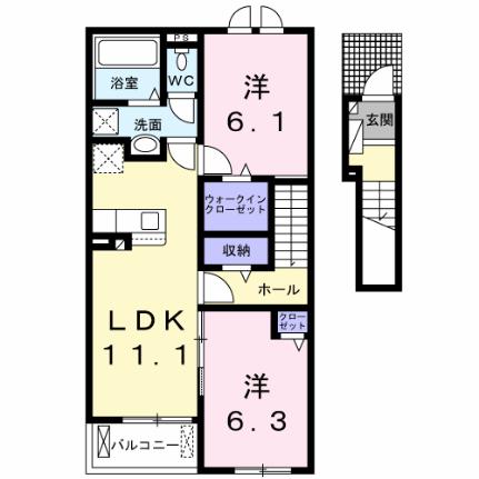 アゼリアガーデン 204｜宮崎県北諸県郡三股町大字樺山(賃貸アパート2LDK・2階・58.60㎡)の写真 その2