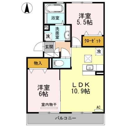 リアン　トゥール 106｜宮崎県宮崎市大字郡司分(賃貸アパート2LDK・1階・52.27㎡)の写真 その2