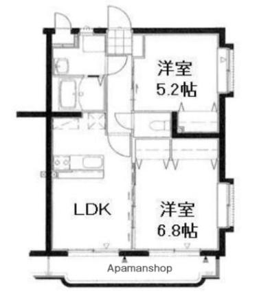 アンシャンテII 405 ｜ 宮崎県宮崎市大字島之内（賃貸マンション2DK・4階・51.68㎡） その2