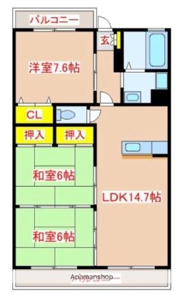 鹿児島県霧島市隼人町見次(賃貸マンション3LDK・4階・75.00㎡)の写真 その2